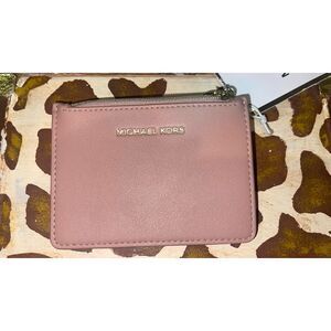Michael Kors Faux Leather Zip Pouch Wallet ID Card Coin Holder Key Case NWT